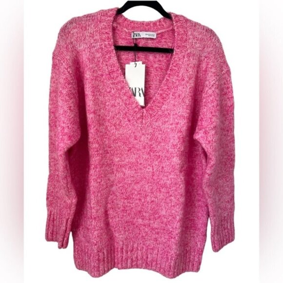 Zara, Women’s V-Neck Knit Sweater - Pink. Size: M - Picture 1 of 12